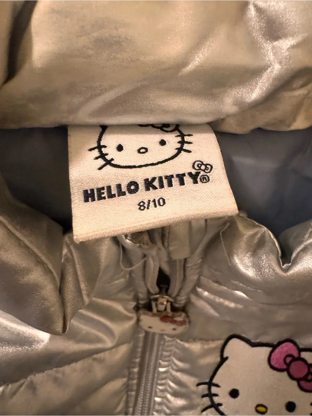 Hello Kitty Girls' Silver Puffer Vest & LS tee and matching leggings Set